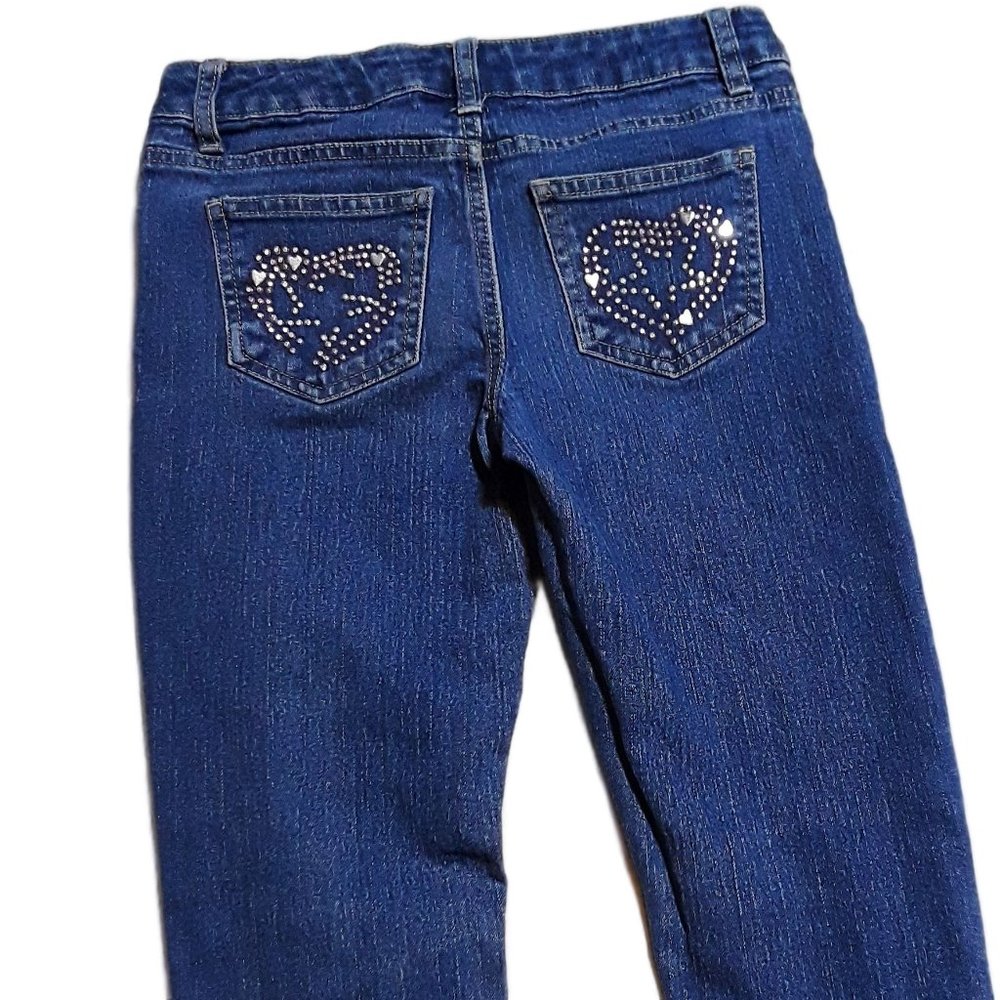 Eye Candy Heart Embellished Denim Jeans- Girls Sz 12 - Picture 5 of 6